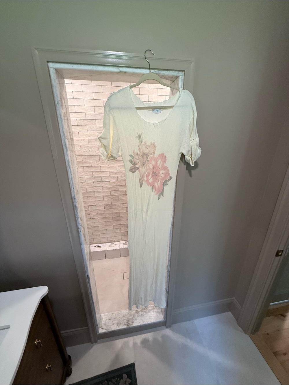 Free People Cream Maxi Dress with Pink Floral / Vintage Souls